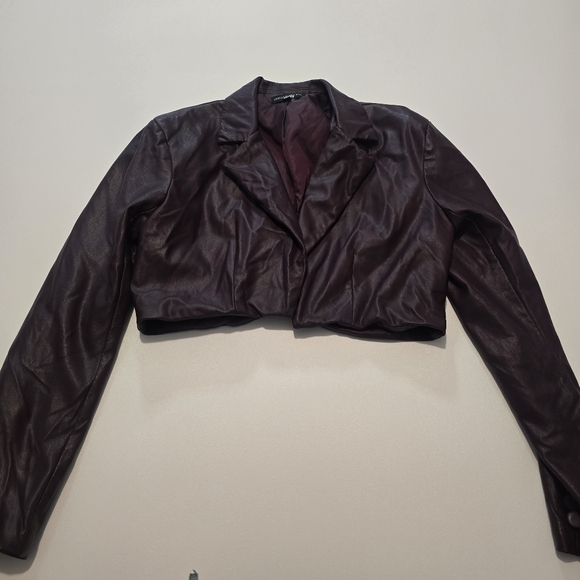 ASHLEY PARK Voila Vegan Leather Blazer Purple vegan leatherLong sleeves Collar - Picture 3 of 12